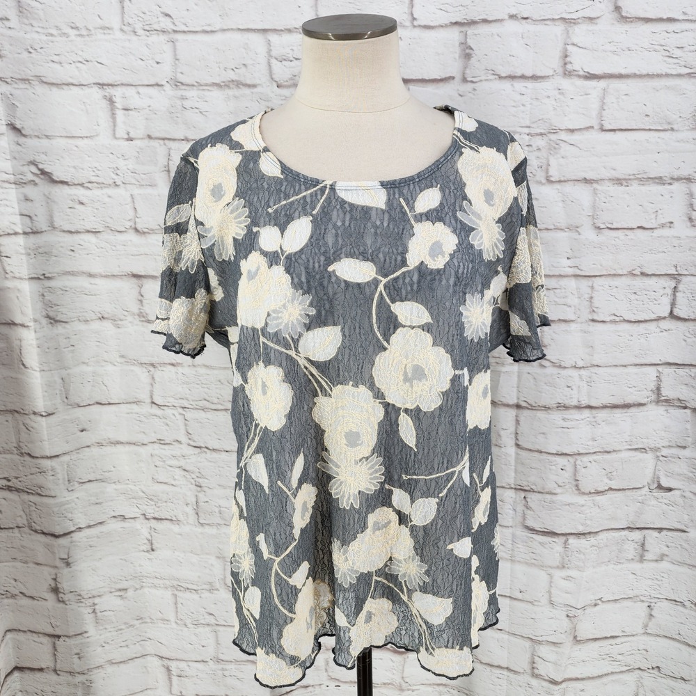 CJ Banks Whimsigoth Dark Romance Top Fairy Floral Flutter Office Work Size‎ 1X